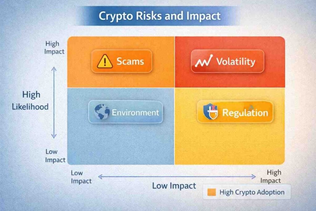 Risk matrix showing major crypto risks and their impact